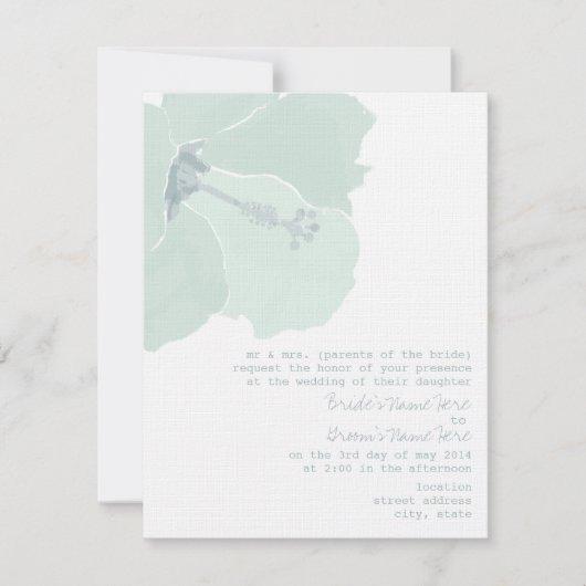 Aqua Hibiskus Blume Tropical Beach Hochzeit Einladung (Vorderseite)