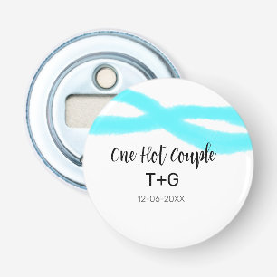 Aqua Himmel Blau Pastell ein heißes Paar Name Datu Flaschenöffner
