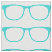 Aqua Hipster Geek Glasses Fabric Stoff (Nahaufnahme)