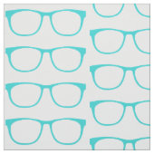 Aqua Hipster Geek Glasses Fabric Stoff (Muster)