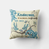 Aqua Hot Pink Birds Family etabliert Kissen (Rückseite)