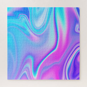 Aqua Hot Pink Irisierendes Ombre Puzzle