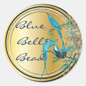 Aqua Hummingbird Swirl Runder Aufkleber (Vorderseite)