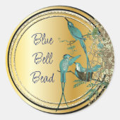 Aqua Hummingbird Swirl Runder Aufkleber (Vorderseite)