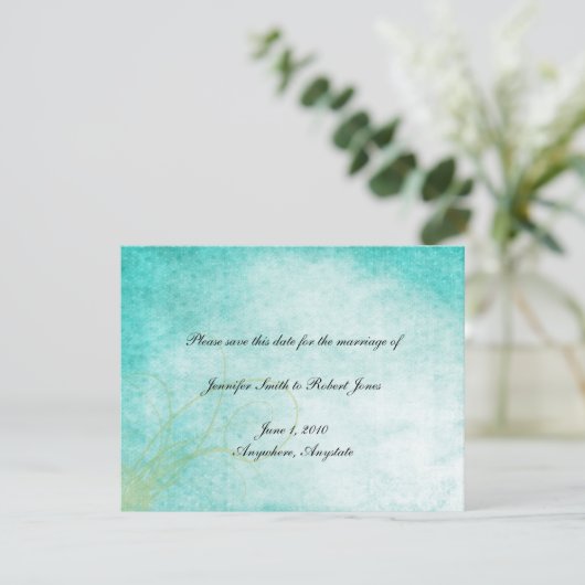 Aqua Hummingbird Wasserfarbe Save the Date (Stehend Vorderseite)
