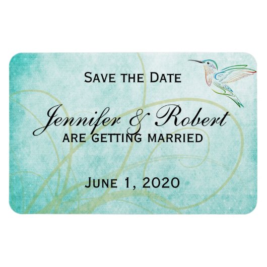 Aqua Hummingbird Wasserfarbe Save the Date Magnet (Horizontal)