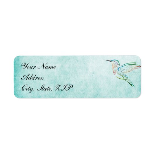 Aqua Hummingbird Watercolor Wedding Labels (Vorne)
