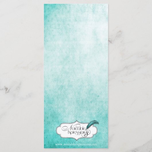 Aqua Hummingbird Watercolor Wedding Menu Menükarte (Rückseite)