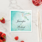Aqua Hummingbird Watercolor Wedding Napkin Serviette (Beispiel)