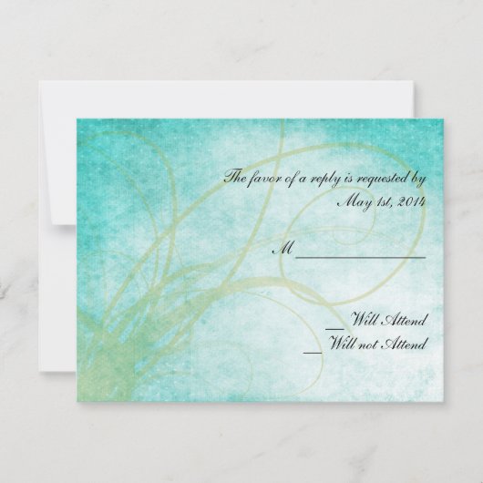 Aqua Hummingbird Watercolor Wedding Response Card RSVP Karte (Vorderseite)