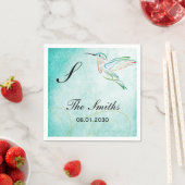 Aqua Hummingbird Watercolor Wedding Serviette (Beispiel)