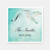 Aqua Hummingbird Watercolor Wedding Serviette (Vorderseite)