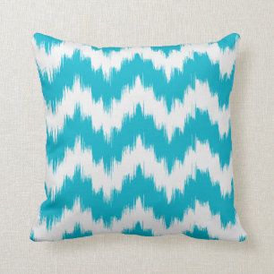 Aqua Ikat Zickzack Kissen