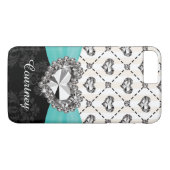 Aqua-Imitat-diamante de imitación-Herz iPhone 7 Case-Mate iPhone Hülle (Rückseite (Horizontal))