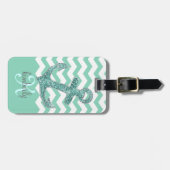 Aqua-Imitat-Glitzer-Anker-Zickzack Gepäckanhänger (Vorderseite horizontal)