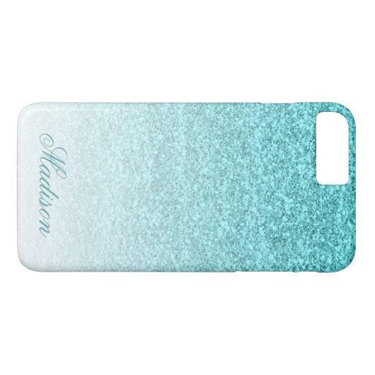 Aqua Imitats Glitzer Case-Mate iPhone Hülle (Rückseite (Horizontal))