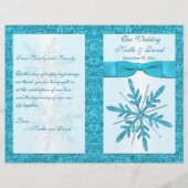 Aqua IMITATS Glitzer Snowflakes Hochzeitsprogramm (Vorderseite)