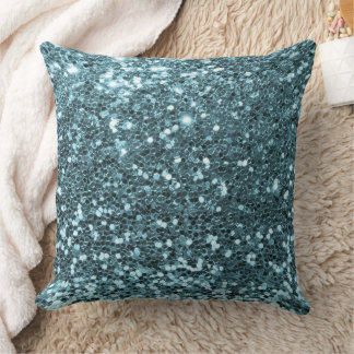 Aqua Imitats Sequin Glitzer Throw Kissen