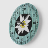 Aqua Imitats Wood & Edelweiss Große Wanduhr (Winkel)