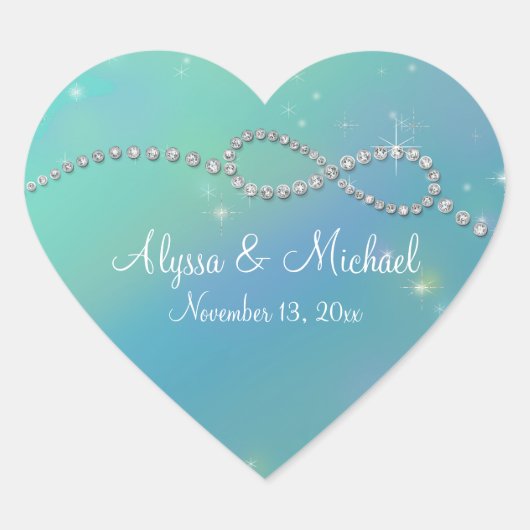 Aqua Infinity Symbol Signing Unendliche Liebe Twin Herz-Aufkleber (Vorderseite)