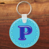 Aqua Initial P Schlüsselanhänger (Vorderseite)