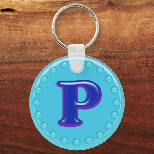 Aqua Initial P Schlüsselanhänger (Vorderseite)