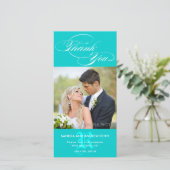 AQUA INITIAL SCRIPT WEDD DANK IHRER FOTOKARTE DANKESKARTE (Stehend Vorderseite)