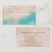 Aqua Ink Ocean Beach Modern Minimalistisch Visitenkarte (Vorne/Hinten)