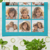 Aqua Instagram FotoCollage mit 9 quadratischen Fot Handtuch (Gefaltet)