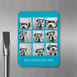 Aqua Instagram FotoCollage mit 9 quadratischen Fot Magnet<br><div class="desc">Benutzen Sie Ihre Fotos ohne Rahmen,  um Ihr eigenes Kunstwerk zu kreieren! Fügen Sie Ihre Lieblingsfotos und Schnappschüsse zu diesem Streifen für einen lustigen Speicherbewahrer hinzu. Ein künstlerischer Weg,  um Ihre besten Foto-Sharing-Bilder anzuzeigen.</div>