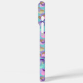 Aqua Iridescent Leopard Print Monogrammed Case-Mate iPhone Hülle (Rückseite / Links)