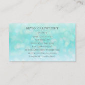 Aqua Iridescent Sparkle Bokeh mit gebürstetem Silb Visitenkarte (Rückseite)