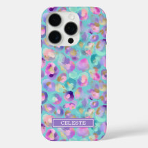 Aqua-Irideszenz-Leopardenprint monogrammiert