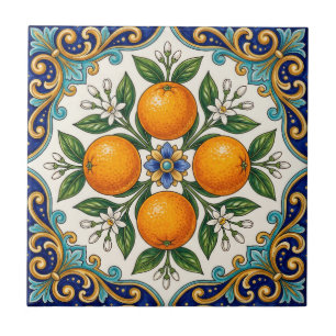 Aqua Italian Majolica Orangen-Zitrus-Design Fliese