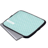 Aqua Japanese Seigaiha Pattern Laptopschutzhülle (Vorne Knopf)