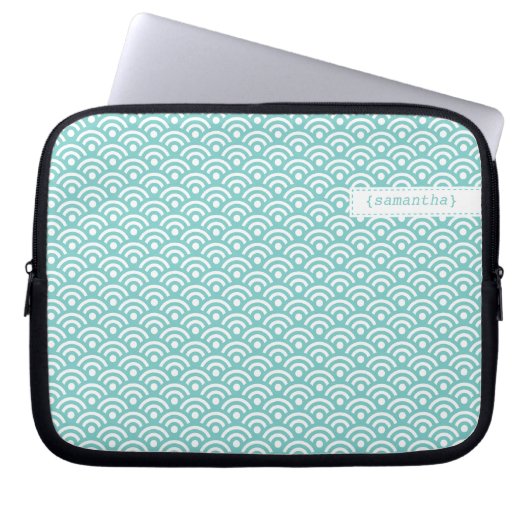 Aqua Japanese Seigaiha Pattern Laptopschutzhülle (Vorderseite)