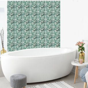 Aqua Japanische Ozeanwellen Meer Muster Fliese