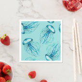 Aqua Jellyfish Aquarellmuster Serviette (Beispiel)