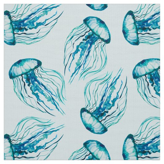 Aqua Jellyfish Aquarellmuster Stoff (Muster)