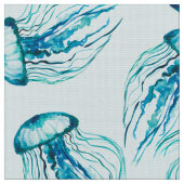 Aqua Jellyfish Aquarellmuster Stoff (Nahaufnahme)