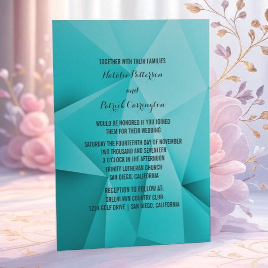 Aqua Jewel Tones Wedding Einladung