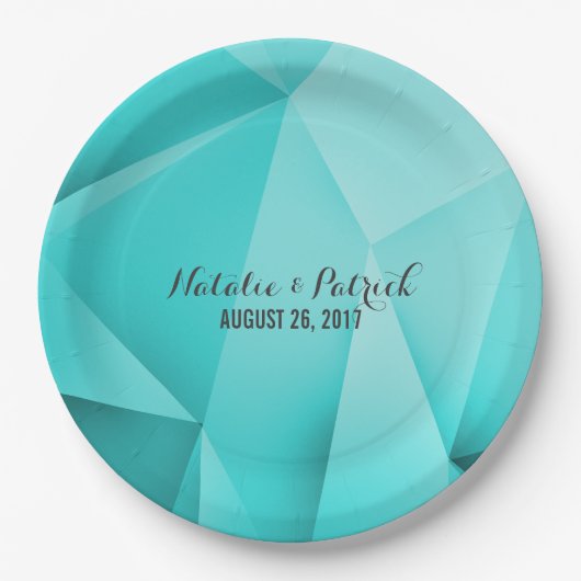 Aqua Jewel Tones Wedding Paper Teller (Vorderseite)