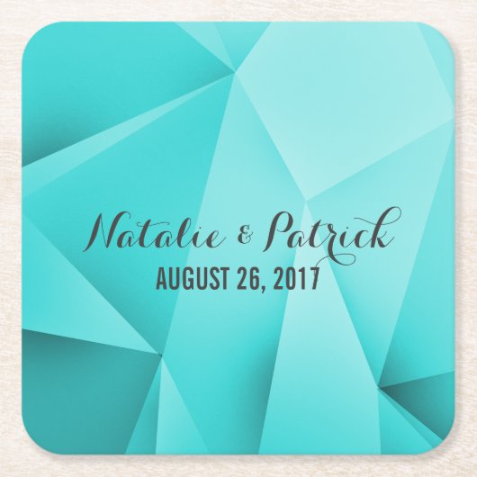 Aqua Jewel Tones Wedding Paper Untersetzer (Vorderseite)