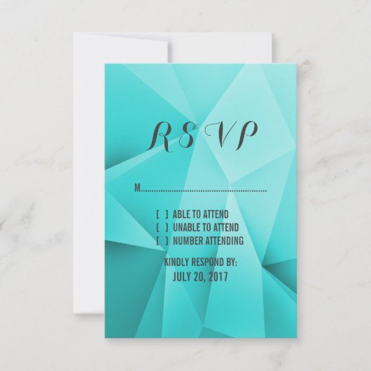 Aqua Jewel Tones Wedding RSVP Card (Vorderseite)