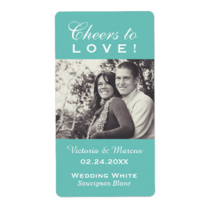 Aqua jubelt Liebe Hochzeit Foto Weinflasche