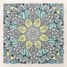 Aqua Kaleidoscope Glass Untersetzer