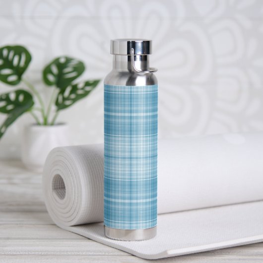 Aqua Kariert Pattern Trinkflasche (Yoga)
