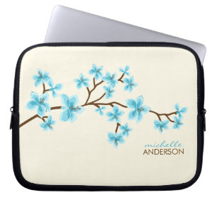 Aqua-Kirschblüten-Baum Laptopschutzhülle