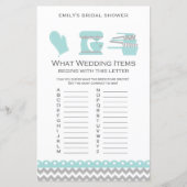 Aqua Kitchen Brautparty Game PRINTIERT (Vorderseite)