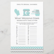 Aqua Kitchen Brautparty Game PRINTIERT